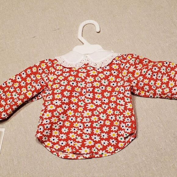 Lee Middleton Reborn Red Daisy Floral Doll Clothes Shirt - Picture 6 of 8